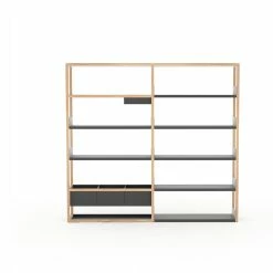 Lap Shelving -Designer Table Lamps Sales High Oak frame with black metal Large 1xDisplay and 1xSto