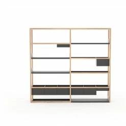 Lap Shelving -Designer Table Lamps Sales High Oak frame with black metal Large Storage