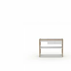 Lap Shelving -Designer Table Lamps Sales Low Oak frame with white metal Small Storage