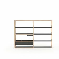 Lap Shelving -Designer Table Lamps Sales Medium Oak frame with black metal Large 1xDisplay and 1xSt