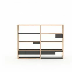 Lap Shelving -Designer Table Lamps Sales Medium Oak frame with black metal Large Storage