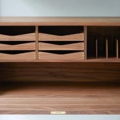 Royal System - Work Unit, 1948 -Designer Table Lamps Sales RS workstation walnut black brass closeup